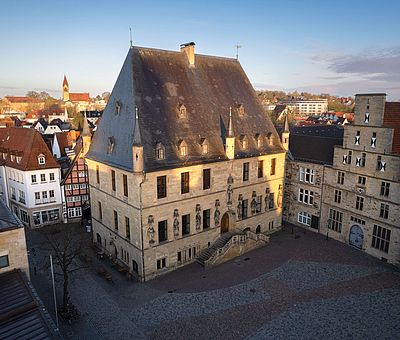 Rathaus des Westfälischen Friedens und die Stadtwaage auf dem Markt-Platz